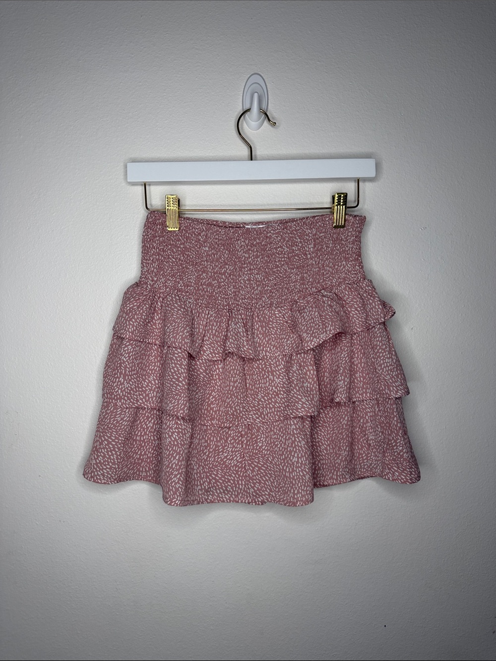 Tiered Ruffle Mini Skirt in Dusty Rose